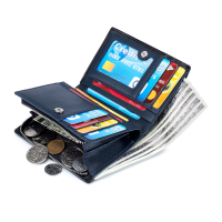 Menico Heren Echt Leer RFID Antimagnetische Portemonnee Zakelijke Casual Rits Coin Bag Portemonnee