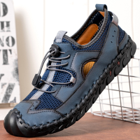 Menico Heren Grote Maat PU Leer Elastische Band Gesloten Tenen Soft Handgemaakte Sandalen Met Zolen Outdoor Schoenen