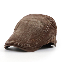 Menico Heren Katoen Gewassen Verontruste Eenvoudige Geborduurde Letters Outdoor Casual Baret Zonnehoed Platte Cap