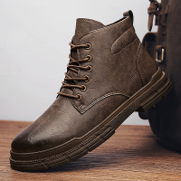 Menico heren kunstleer Martin rubberen zool Soft antislip veterschoenen