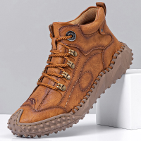 Heren met de hand gestikte teenbeschermde Soft zool comfortabele casual leren laarzen
