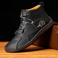 Menico Heren Microfiber Ademende Handstiksels Soft Bodem Non Slip Lace Up Casual Boots