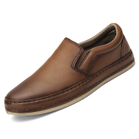 Menico Heren Microfiber Soft Slijtvaste Handstiksels Zakelijke Casual Platte Loafers