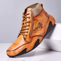Menico Heren Octopus Sole Soft Lace Up Microfiber Leren Sok Enkellaarsjes