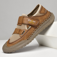 Heren rubberen neus mesh splicing haak lus hand stiksels sandalen