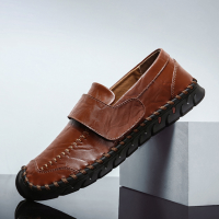 Menico Heren Soft Lederen ademende antislip haaklus met de hand genaaide loafers