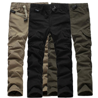 Mens Multi Pockets Thick Polar Fleece Drawstring Cargo Pants