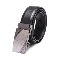 Mens New Style Automatic Buckle Leather Black Belt