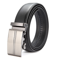 Mens Second Layer Leather Business Belt Alloy Adjustable Automatic Buckle Leather Black Belt