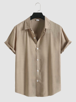 Basics herenoverhemden met korte mouwen, pure kleuren, revers, knopen en knopen
