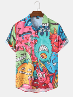Halloween cartoon casual overhemden voor heren