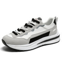 Mensclo Heren Kunstleer Stof Contrast Kleur Ademende Ultralight Platform Sneakers