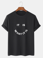 Heren Street Letter Smile Graphics 100% katoenen T shirt met korte mouwen