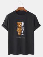 Heren T shirt van 100% katoen met berenprint en korte mouwen