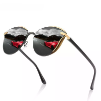 Mensen Gepolariseerde Zonnebril Luxe Mode Kat Oog Retro Metaal Kleurvolle Lens Oculos UV400 Zonnebril