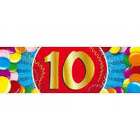 10 Jaar leeftijd sticker   19 x 6 cm   verjaardag   jubileum   versiering