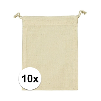 10 X Uitdeelzakjes met koord 10 x 14 cm