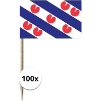 100X Cocktailprikkers Friesland 8 cm provincie vlaggetje