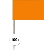 100X Cocktailprikkers oranje 8 cm vlaggetje decoratie