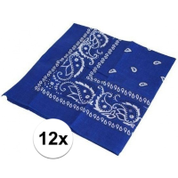 12X Bandana met blauwe boerenzakdoek print