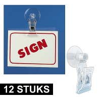 12X Kleine klem met zuignap voor vlaggenlijnen
