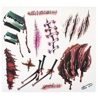 12X Nep tattoos horror/halloween verkleed bloed en wonden