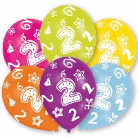 12X stuks 2 jaar thema verjaardag ballonnen van 27 cm