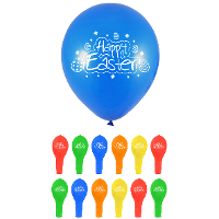 12X stuks Happy Easter thema ballonnen in verschillende kleuren 23 cm