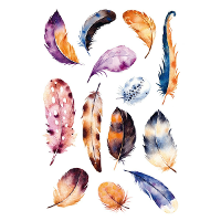 13X Veren thema stickers met aquarel print   decoratie stickers   stickervellen   knutselspullen