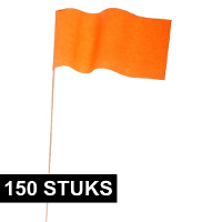 150X Feestartikelen Oranje plastic zwaai vlaggetje