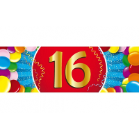 16 Jaar leeftijd sticker   19 x 6 cm   verjaardag   jubileum   versiering