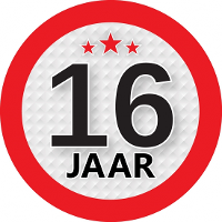 16 Jaar leeftijd sticker   rond   Dia 9 cm   16 jaar verjaardag   jubileum   leeftijd versiering