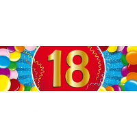 18 Jaar leeftijd sticker   19 x 6 cm   verjaardag   jubileum   versiering