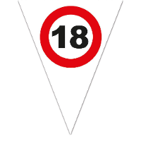 18 Jaar stopbord vlaggenlijn slinger   5 meter   Plastic   10 vlaggetjes   Feestartikelen