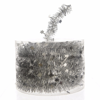 1X decoris kerstslinger guirlande   met sterren   zilver   glanzende lametta   700 cm