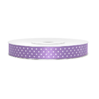 1X Hobby/decoratie lila paars satijnen sierlinten met witte stippen1,2 cm/12 mm x 25 meter