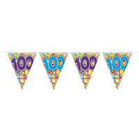 1X Mini vlaggenlijn / slinger verjaardag versiering 100 jaar