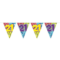 1X Mini vlaggenlijn / slinger verjaardag versiering 21 jaar