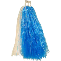 1X Stuks cheerball/pompom   blauw/wit   met ringgreep   33 cm   Cheerleader verkleed accessoires