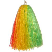1X Stuks cheerball/pompom rood/geel/groen met ringgreep 33 cm