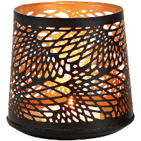 1X Theelichthouders/waxinelichthouders windlichten zwart/goud abstract vleugel patroon 13 cm