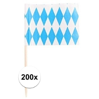 200X Cocktailprikkers blauw/witte ruit   Beieren Oktoberfest/Bierfeest thema versiering