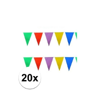 20X Vlaggenlijnen gekleurde vlaggetjes van 10 meter