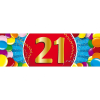 21 Jaar leeftijd sticker   19 x 6 cm   verjaardag   jubileum   versiering