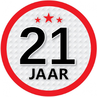 21 Jaar leeftijd sticker   rond   Dia 15 cm   21 jaar verjaardag   jubileum   leeftijd versiering