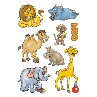 24X Dierentuin dieren stickers   kinderstickers   stickervellen   knutselspullen