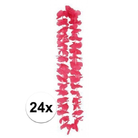 24X Hawaii krans met roze bloemen