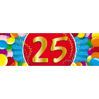 25 Jaar leeftijd sticker   19 x 6 cm   verjaardag   jubileum   versiering