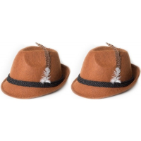 2X Bruine Tiroler hoedjes verkleedaccessoires voor volwassenen