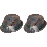 2X Grijze Tiroler hoedjes verkleedaccessoires voor volwassenen